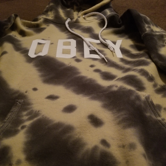 OBEY tie dyed green hoodie oversized medium - Picture 2 of 6